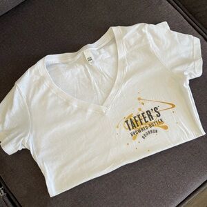 Small white V neck, taffers browned butter bourbon